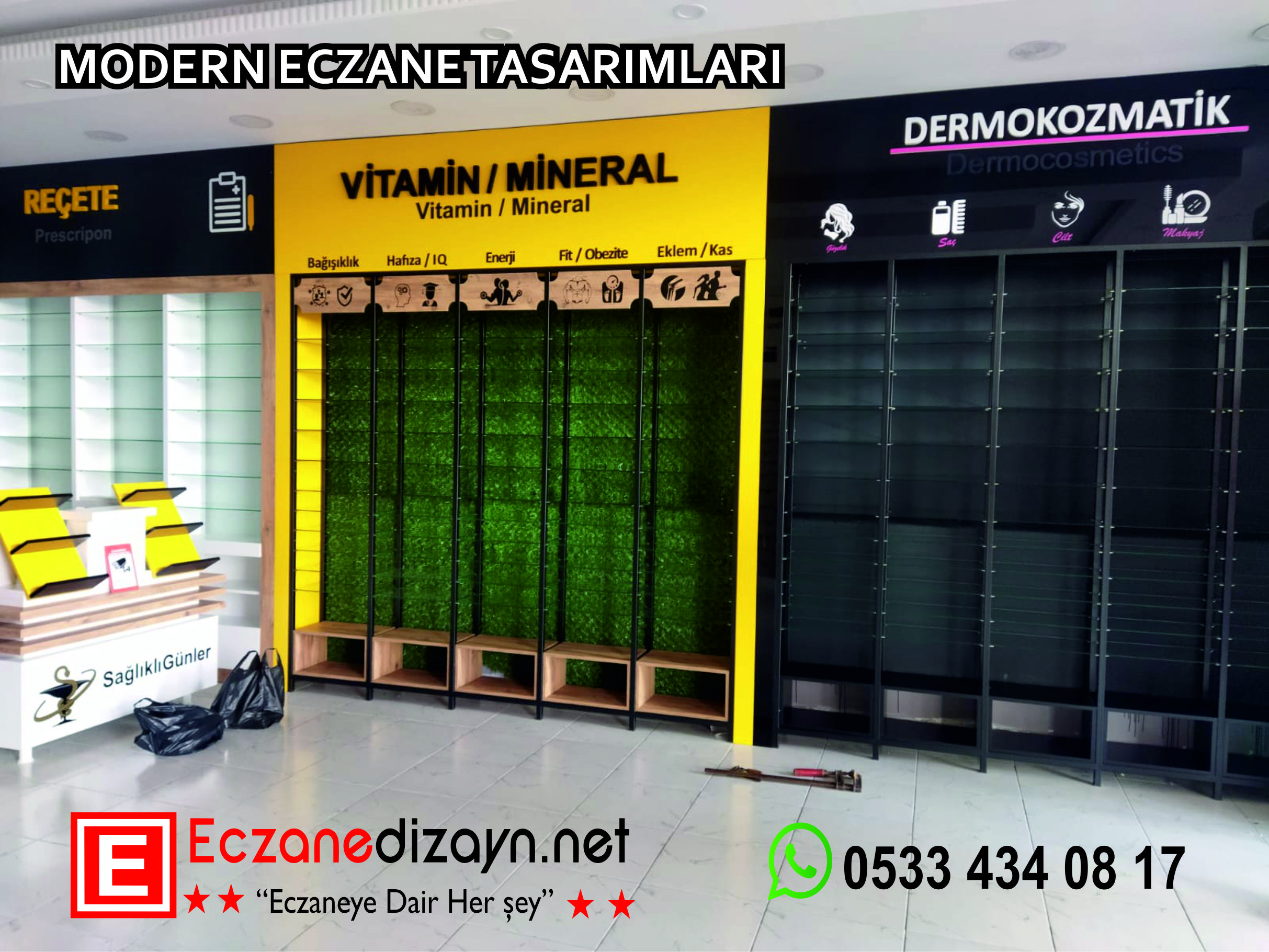 Eczane teşhir ve gondol düzenlemesi